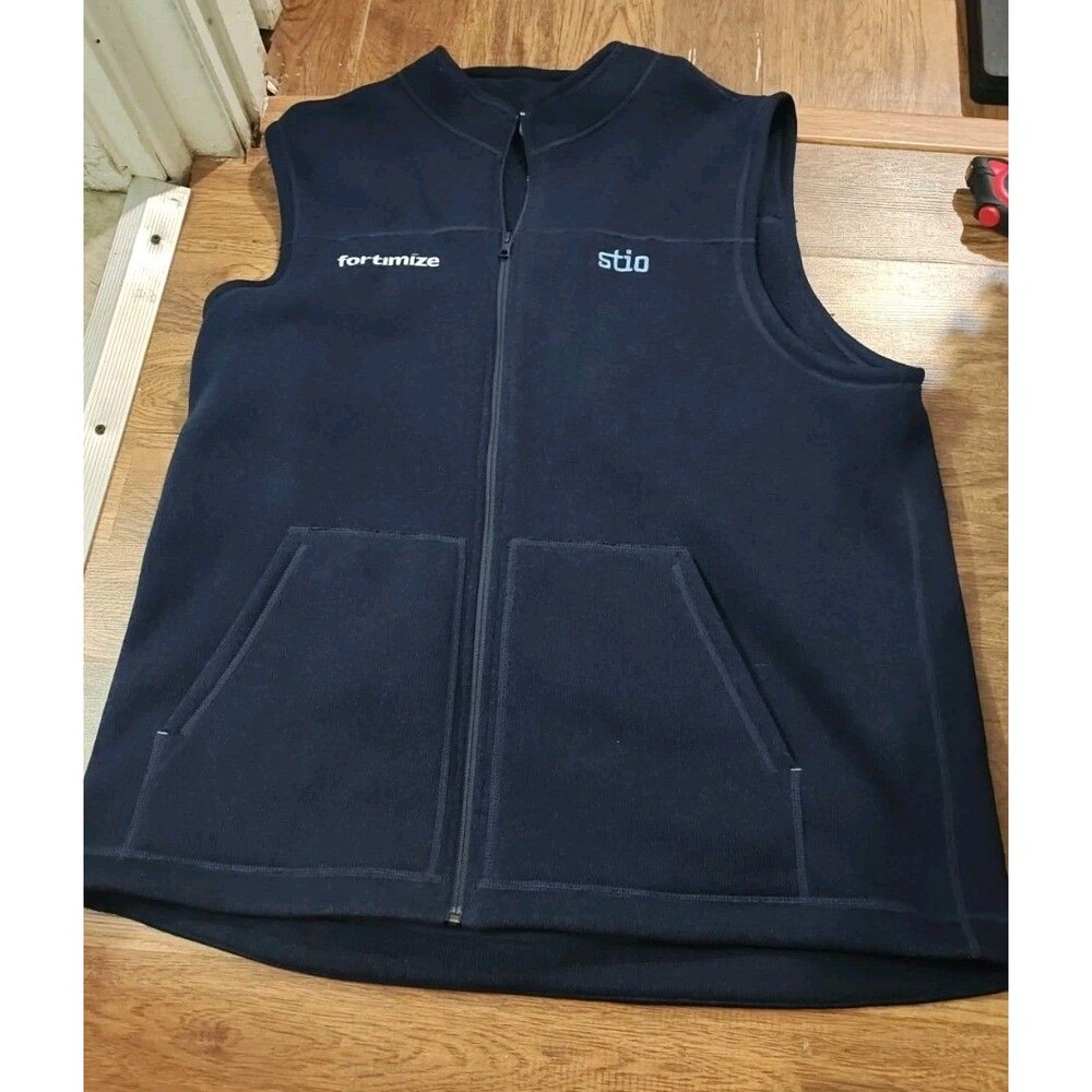 Stio Wilcox Fleece Knit Sweater Vest Mens XXL Full Zip Polyester Blue